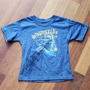 NWOT Cuffy's "Shipwrecks" Cape Cod Blue Toddler T-Shirt Size 3T